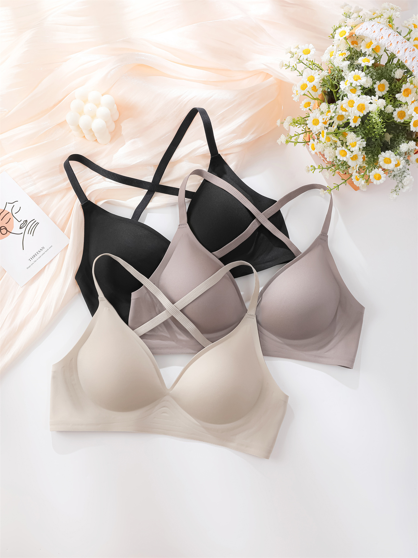 Bseka Clearance items!Sexy Bras Lingerie For Women Cross Back Comfort  Wirefree Seamless Bra Bra With Clear Straps Womens Tank Tops With Built In  Bra