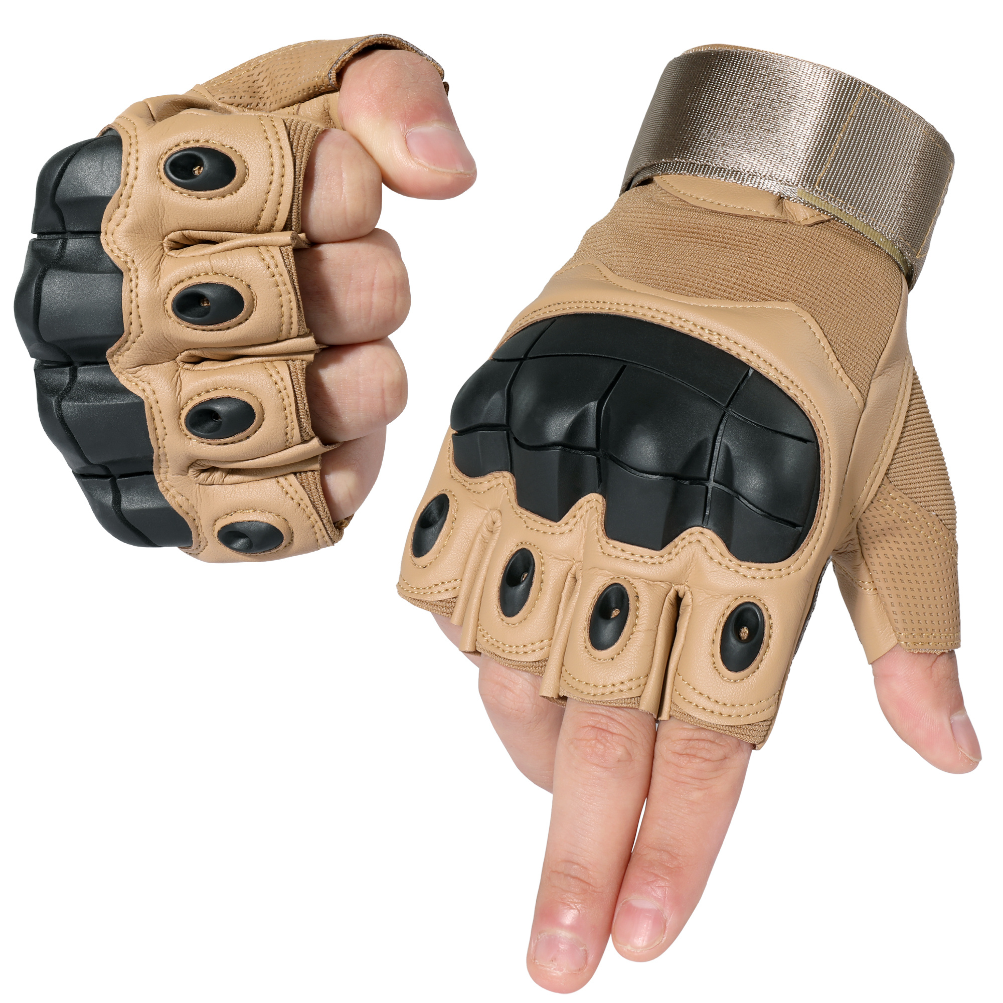 PU Leather Tactical Half Finger Gloves Army Military Airsoft Combat  Shooting Hunting Paintball Outdoor Work Fingerless Men Women