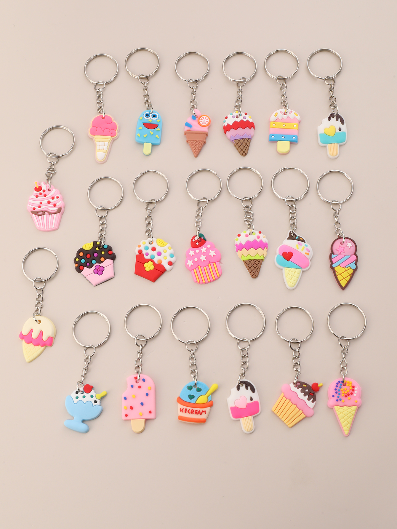 Pvc Ice Cream Keychain, Cute Cartoon Key Rings Party Favor Gift