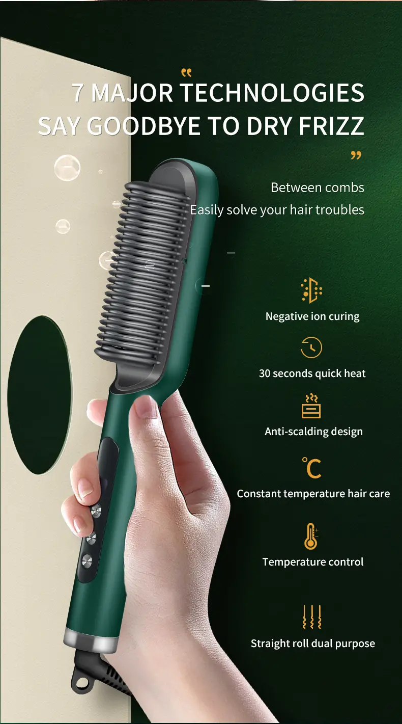 professional hair straightener 6 gear regulation ionic brush anti scald static hair straightener details 3