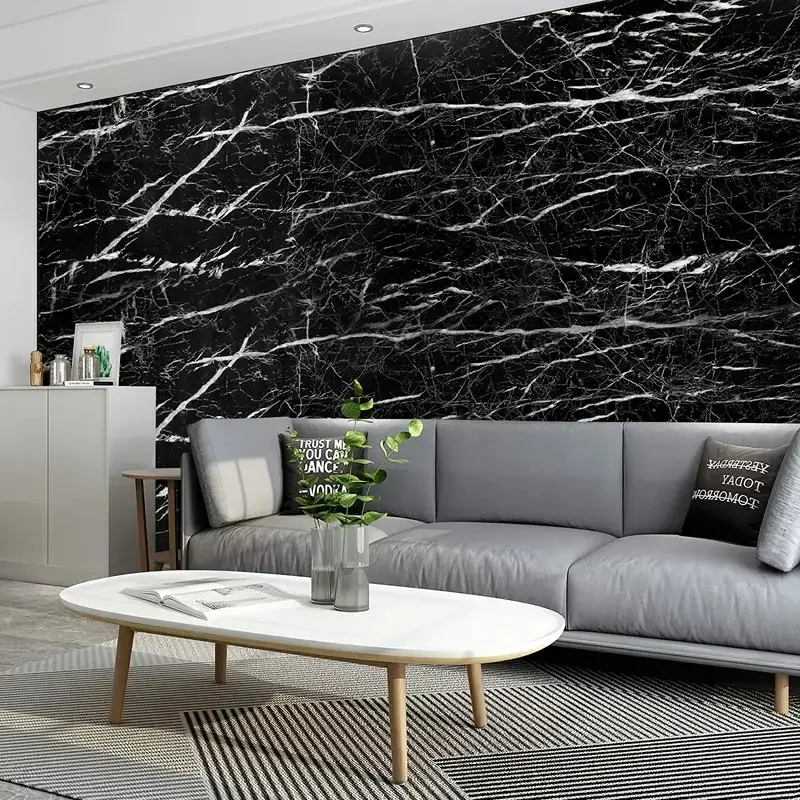 1 roll black marble contact paper 17 71 197in self adhesive wallpaper for cabinet table chair room background furniture renovation home decorations details 4