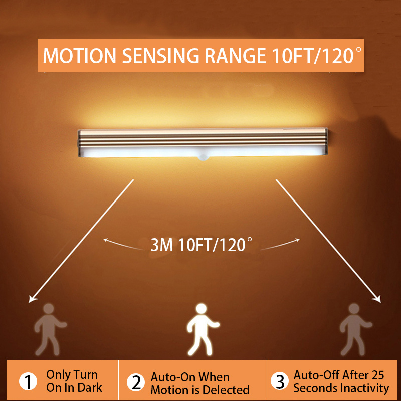 Inducción LED de la luz del armario Sensor de movimiento inalámbrico Cálido  + blanco 50cm Yuyangstore luz del sensor de movimiento