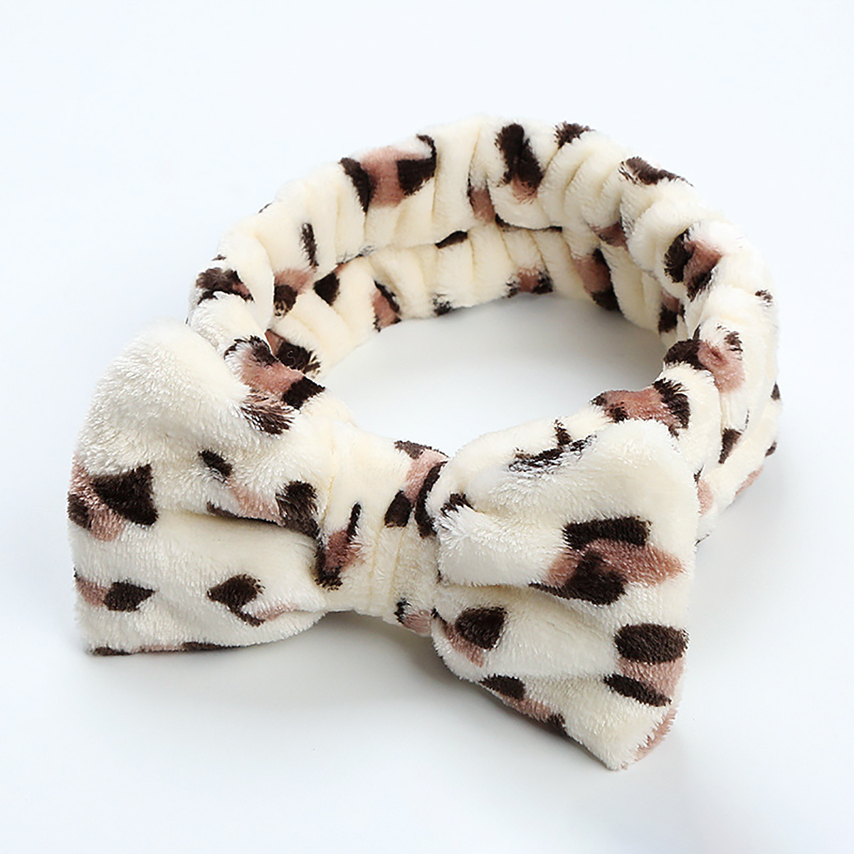 Leopard Print Coral Fleece Bowknot Headband Turban Headband