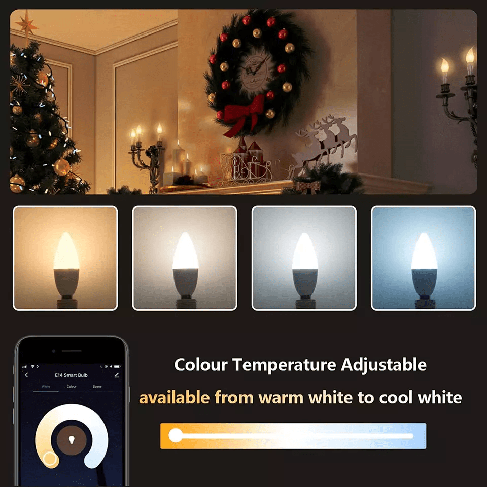 1pc smart candelabra light bulb 5w c37 e12 led light bulb rgbcw color changing wifi light bulb compatible with alexa google assistant for smart home lighting decor no hub required details 3