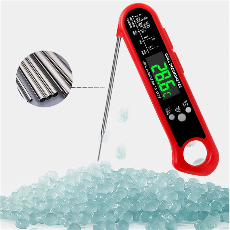 1pc Folding Style Rotisserie Thermometer With Wire External Double Probe  Oven Temperature Meter