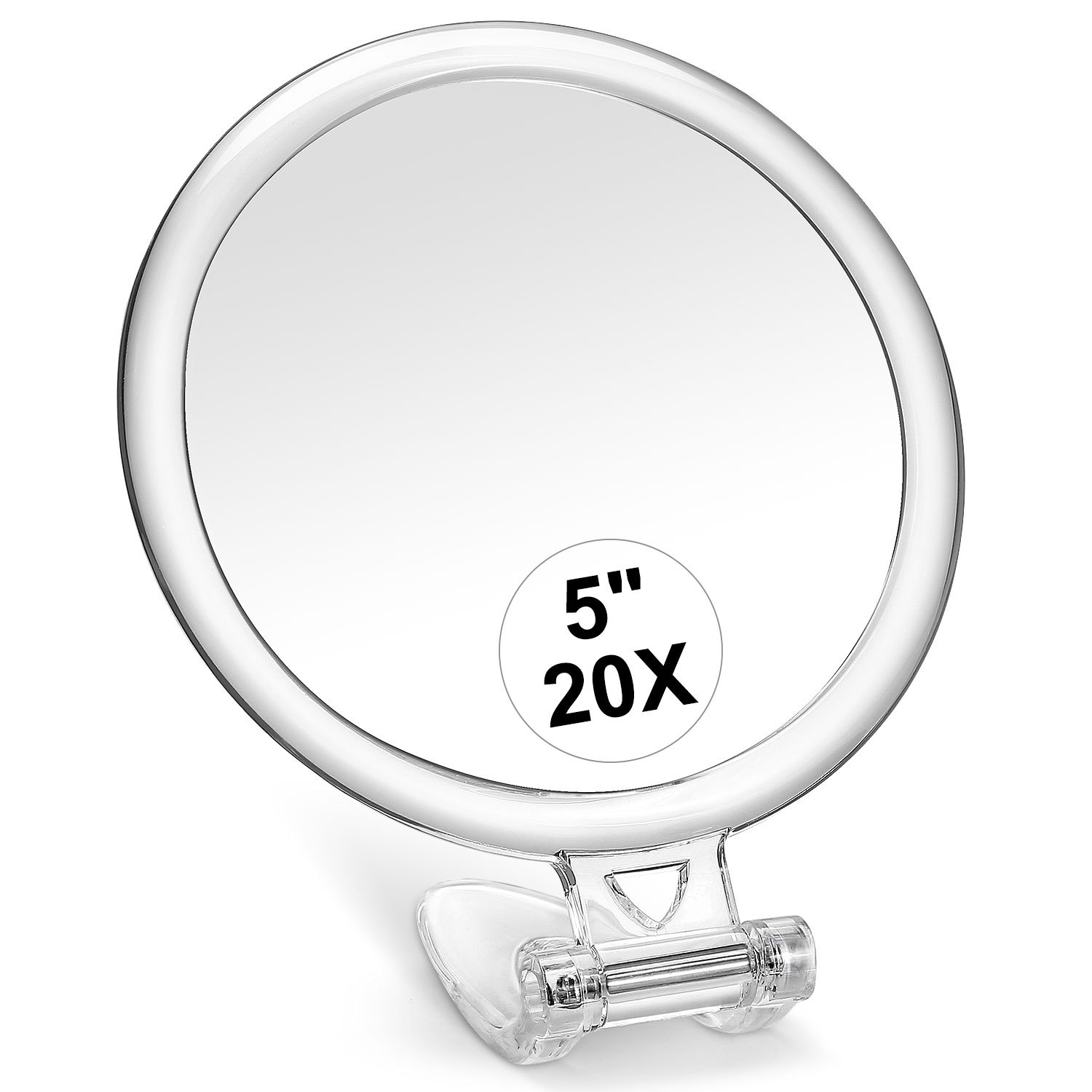 Espejo de aumento 20x/1x, espejo de aumento de doble cara con soporte,  espejo de mano ampliado para maquillaje, eliminación de puntos  negros/comedones