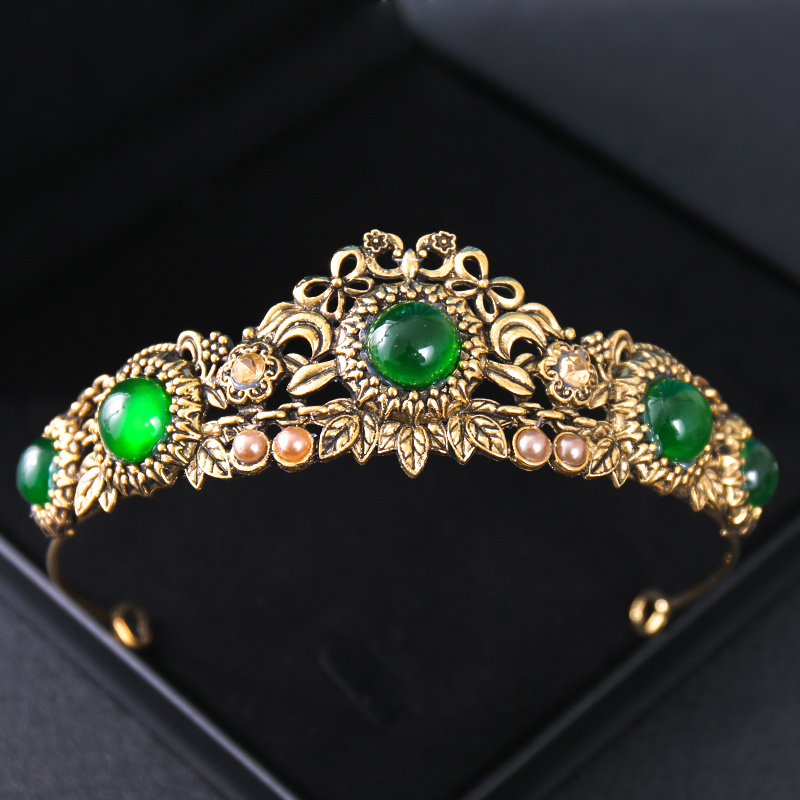  FOMIYES 2pcs Green Crystal Headband Hair Diamonds