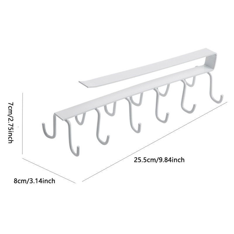 Storage Racks Cabinet Hook Cup Holder with 6 Hooks Double Row