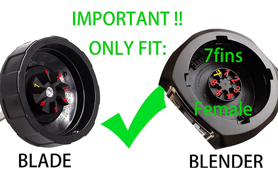 Buecmue 7 Fin Gears Replacement Blender Blade Fit Ninja BN751 Bn801 Bl450-30 Bl456-30 BL454-30 Auto IQ Pro BL685 BL482-30 BL491 BL682-30 BL642 32oz