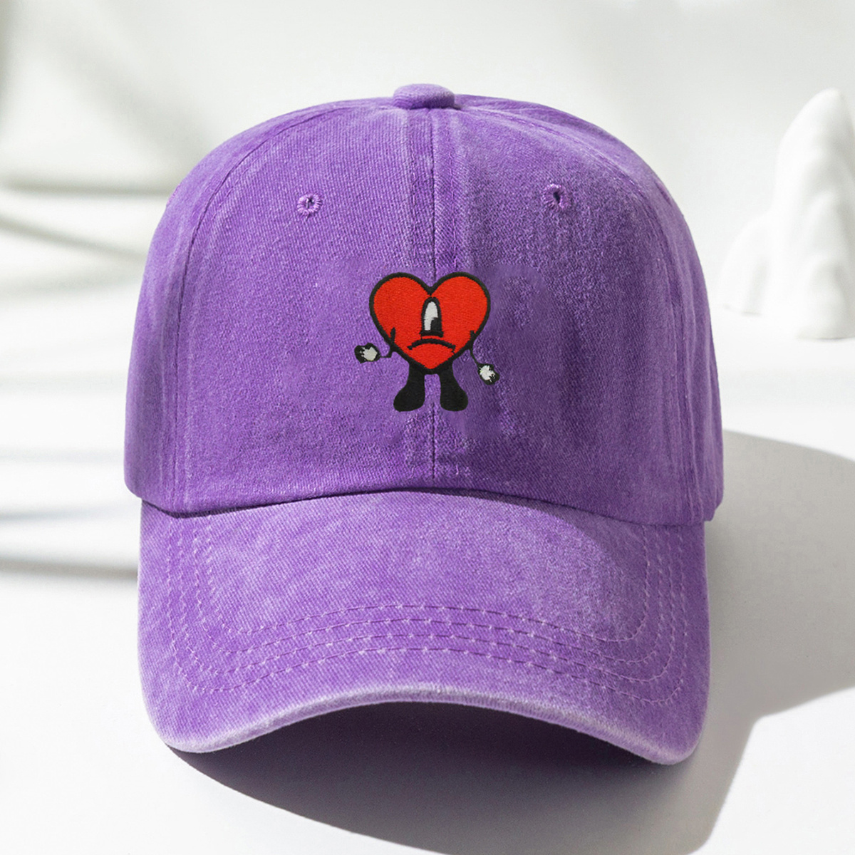 Heart Little Man Bad Rabbit Baseball Cap Candy Distressed Cartoon Sports Hat