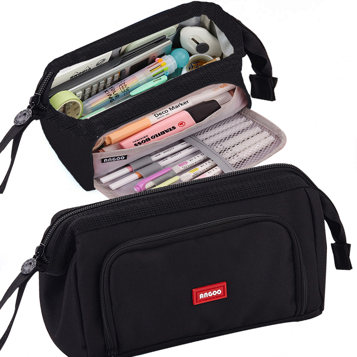 Pencil Case Black Pencil Pouch Large Capacity Bag Canvas Pen Case