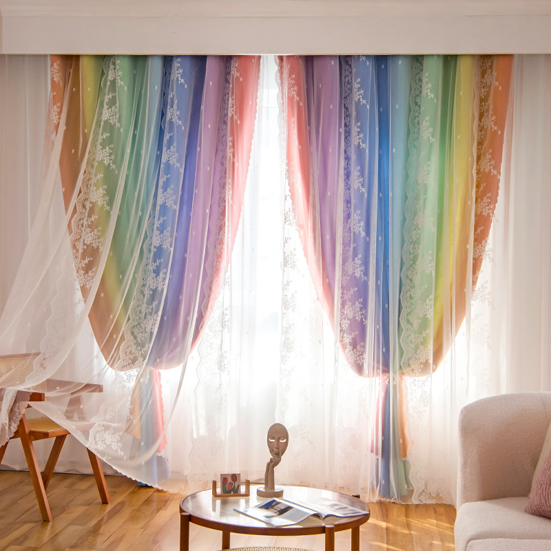 SP-Y×FAMI-LY Vorhänge,Thermovorhang Schallschutz Vorhang,Zimmer Deko  Aesthetic Vorhänge,für Balkon Fenster Dekoration-Multicolor 4