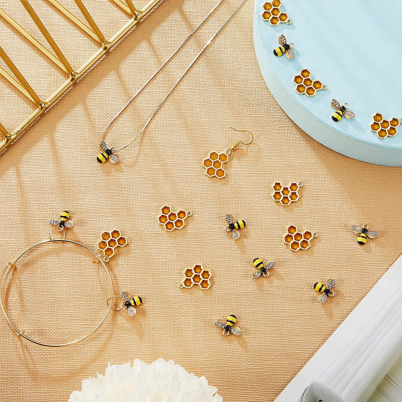 Bee Honeycomb Shape Loose Beads For Jewelry Making Charm - Temu