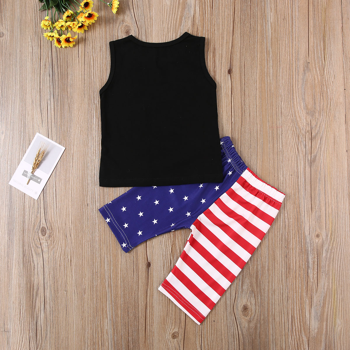 2pcs Infant Boys All American Stud Vest Star Striped Shorts Set