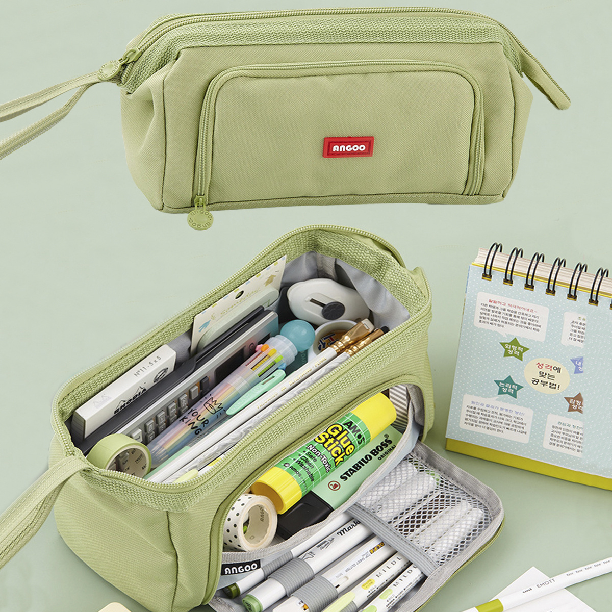 Storage Bag Pouch Stationery, Angoo Foldable Pencil Case