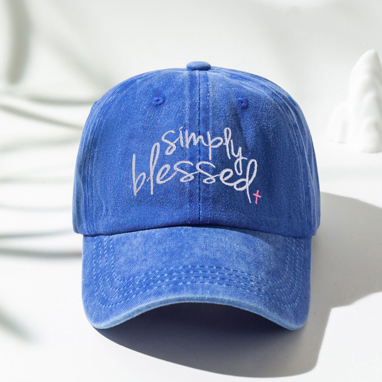 Embroidery Washed Blessed Baseball Outdoor Fashion - Temu