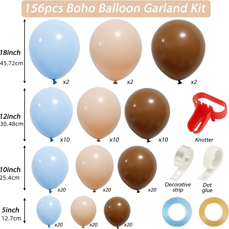 Brown Blue Balloon Garland Arch Set Baby Shower Decoration - Temu