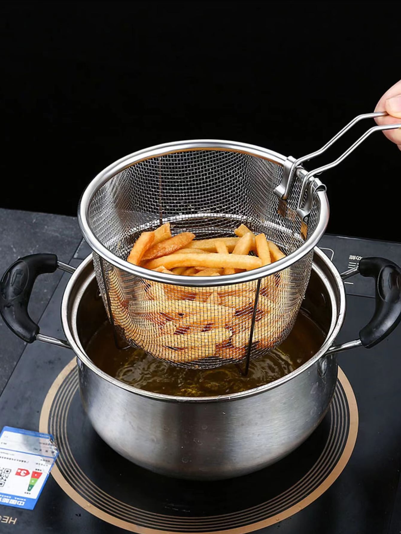 Hot Pot Colador Colador de espagueti Cuchara Colador de alimentos de acero  inoxidable Cesta de pasta multifunción para freír Pasta Camping Fideos  perfecl Cuchara coladora de espagueti