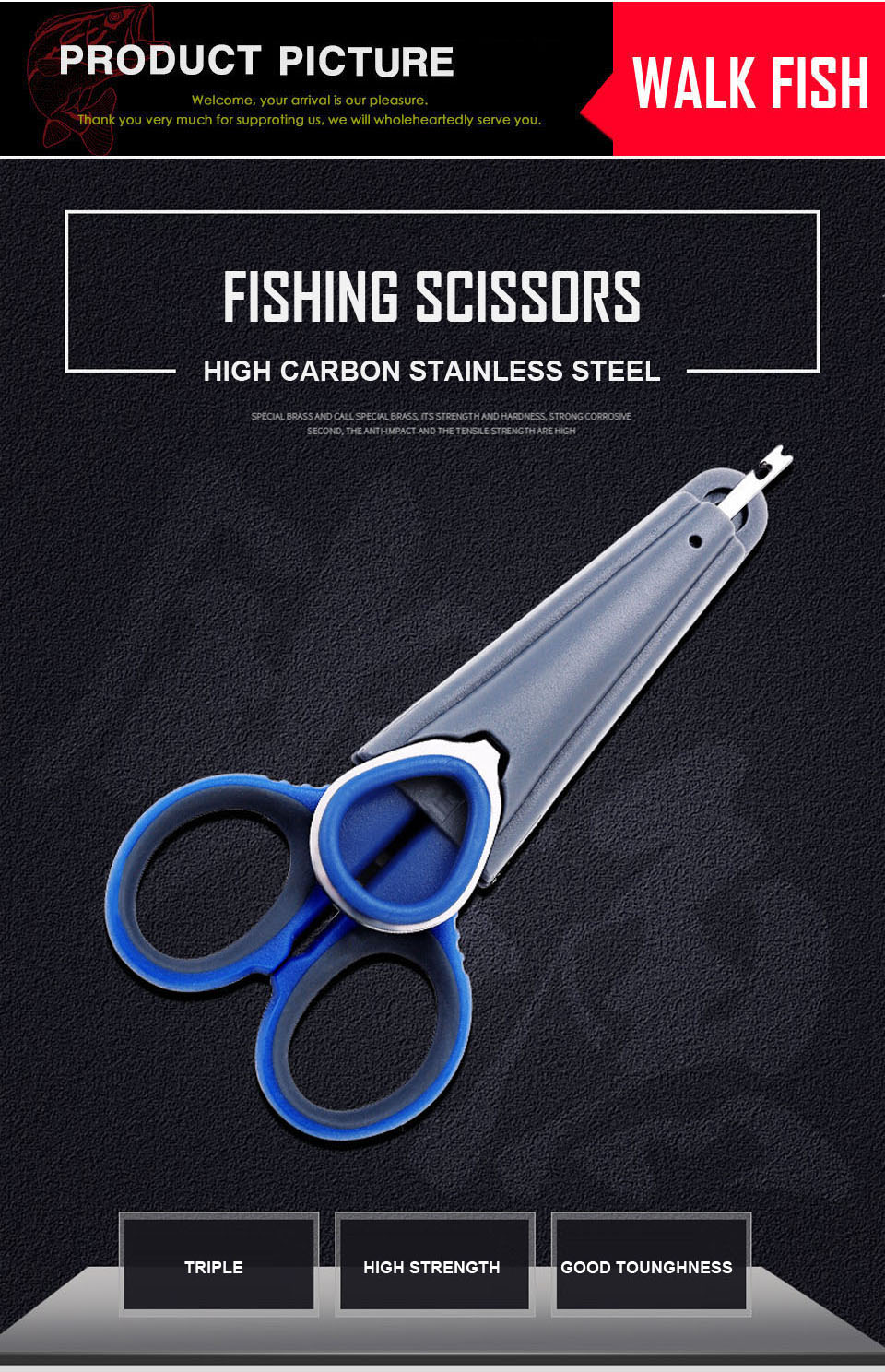 Walk Fish Heavy Duty Fishing Scissors Anti slip Serrated - Temu Canada