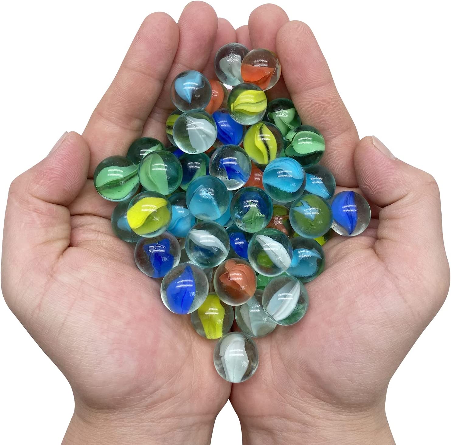 Vruomi 42 Pcs Marbles Glass Marbles for Kids,40 Colorful Assorted Marbles,2 Glow in The Dark Glass Marbles,Cats Eyes Marbles Bulk for DIY and Home