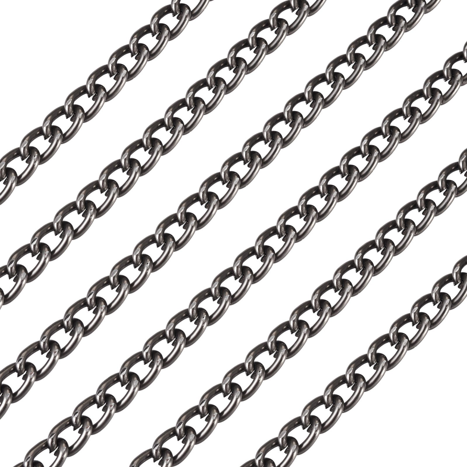 Aluminium Curb Chain Roll, Thick Oval Twisted Chain Links, Black