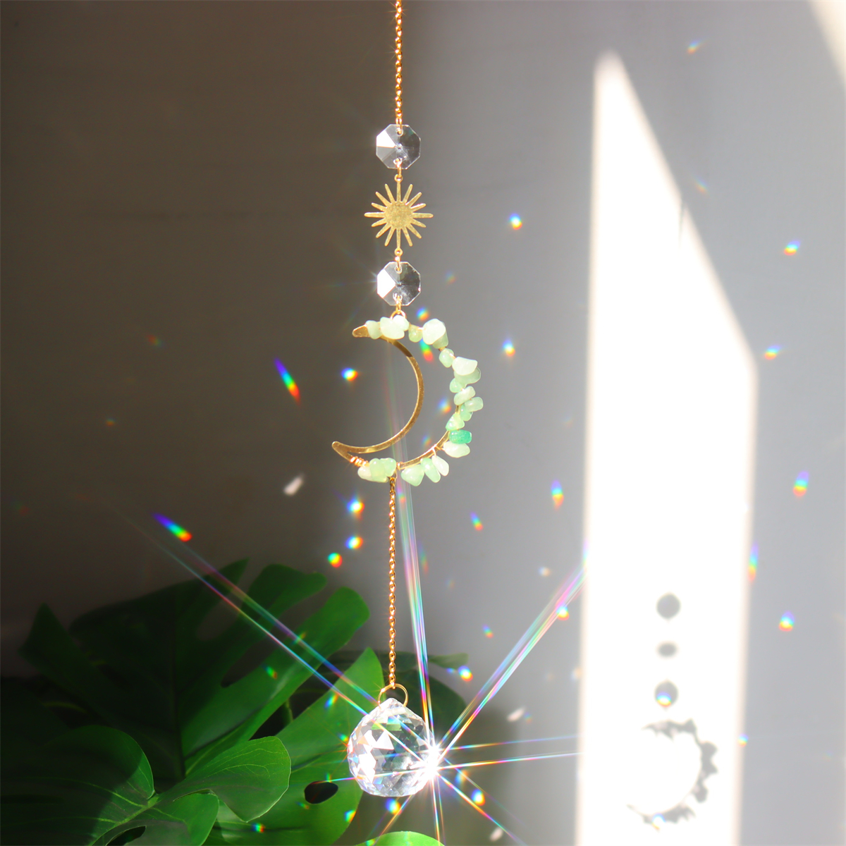 Attrape-soleil en cristal de lune papillon améthyste, cristaux
