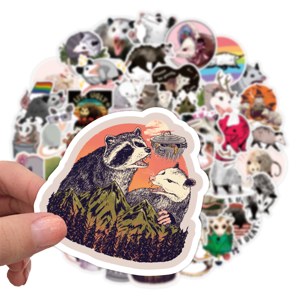 50pcs Opossum Sticker Decorative Waterproof For Travel Case Water Bottles Laptop