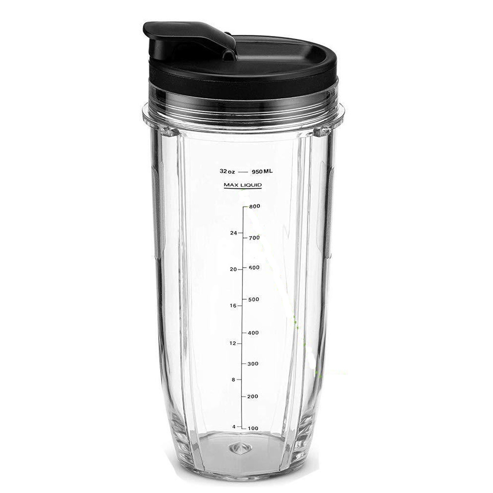 Replacement Nutri Ninja Blender Cups with lids 32,24 oz (LOT OF 2)