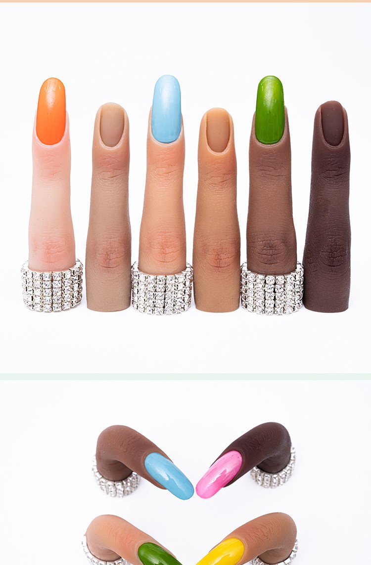  SOLUSTRE Silicone Nail Tools Practice Fingers DIY Nail