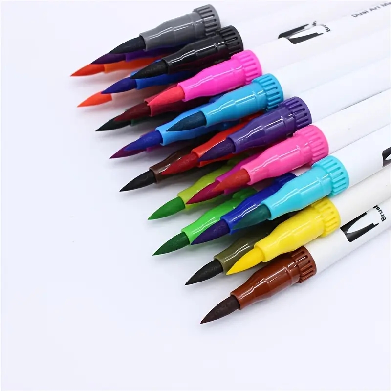  Dual Brush Markers for Adult Coloring Books, 24 Colored  Journal Planner Pens Fine Point Marker for Art School Office Supplies  Bullet Journaling Note Taking Drawing : Arts, Crafts & Sewing