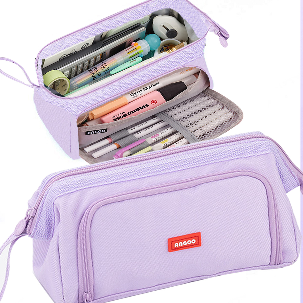 Large Capacity Pencil Case Double Side Canvas Pen Bag Storage Pouch  Stationery H