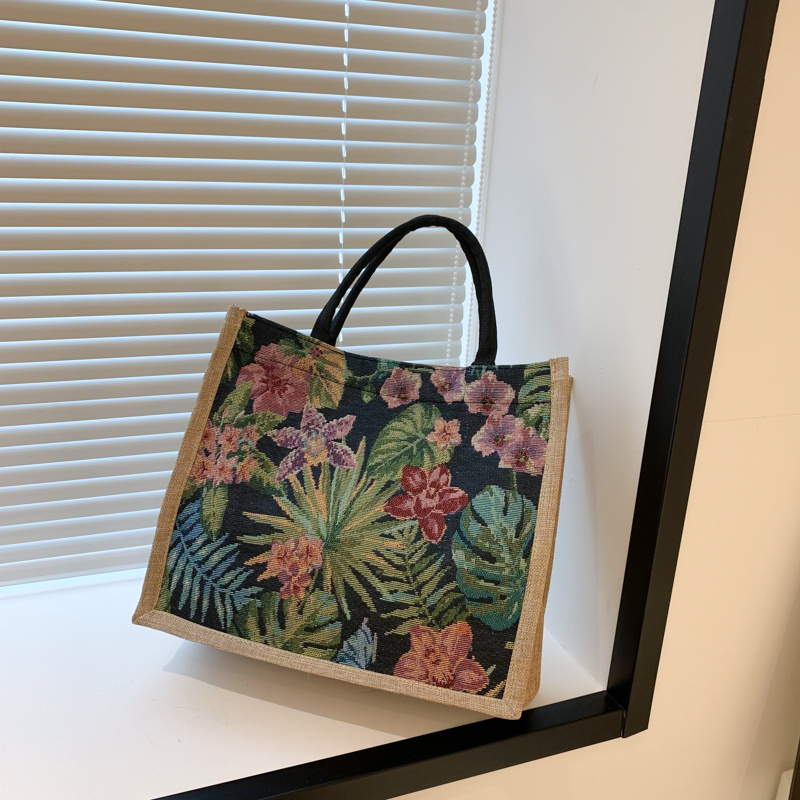 Floral Embroidery Fabric Tote Bag Aesthetic Plaid - Temu