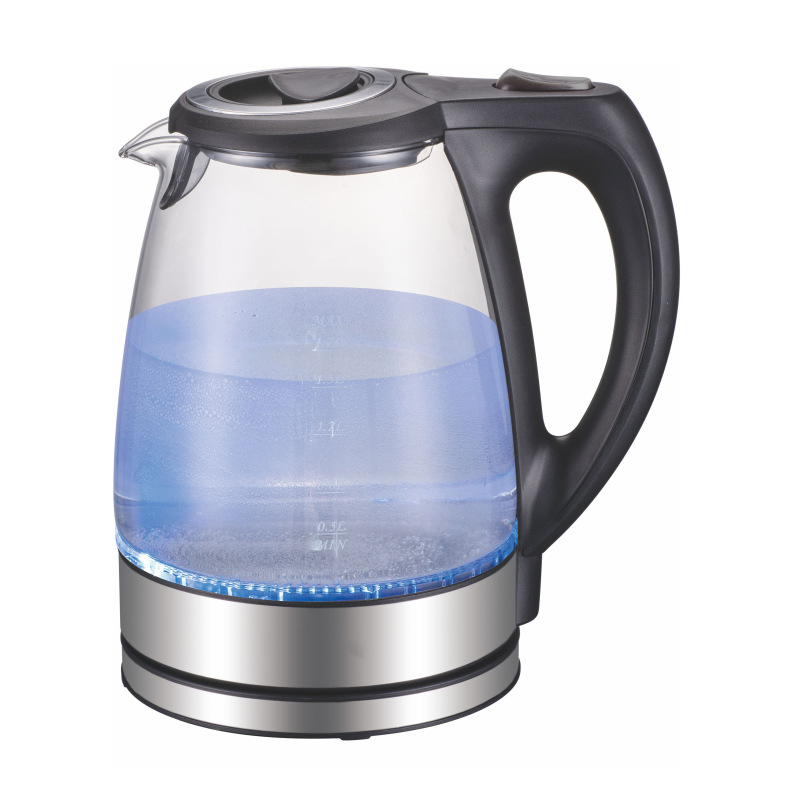 1200W Glass Electric Kettle with Stainless Steel Filter and Inner Lid -  1.7L Capacity, Wide Opening, Fast Boiling, Perfect for Tea and Hot Water,  Blac