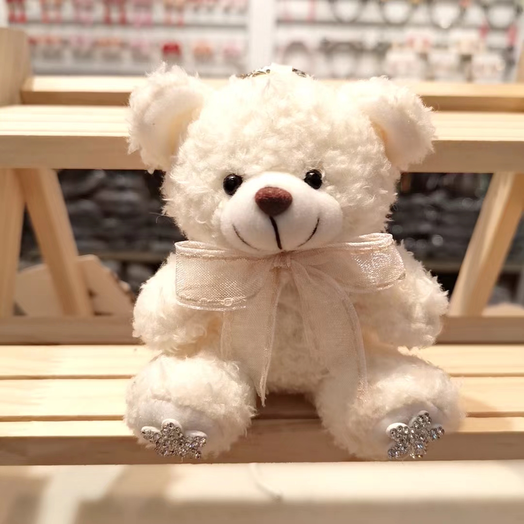 Joli porte-clés ours en peluche fait à la main avec pendentif en forme  d'ours de dessin animé souple accessoire polyvalent pour sac