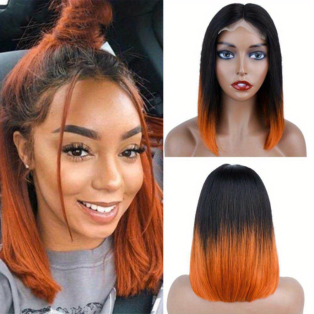 1b / 27 Omber Lace Closure Human Hair Bob Wigs For - Temu