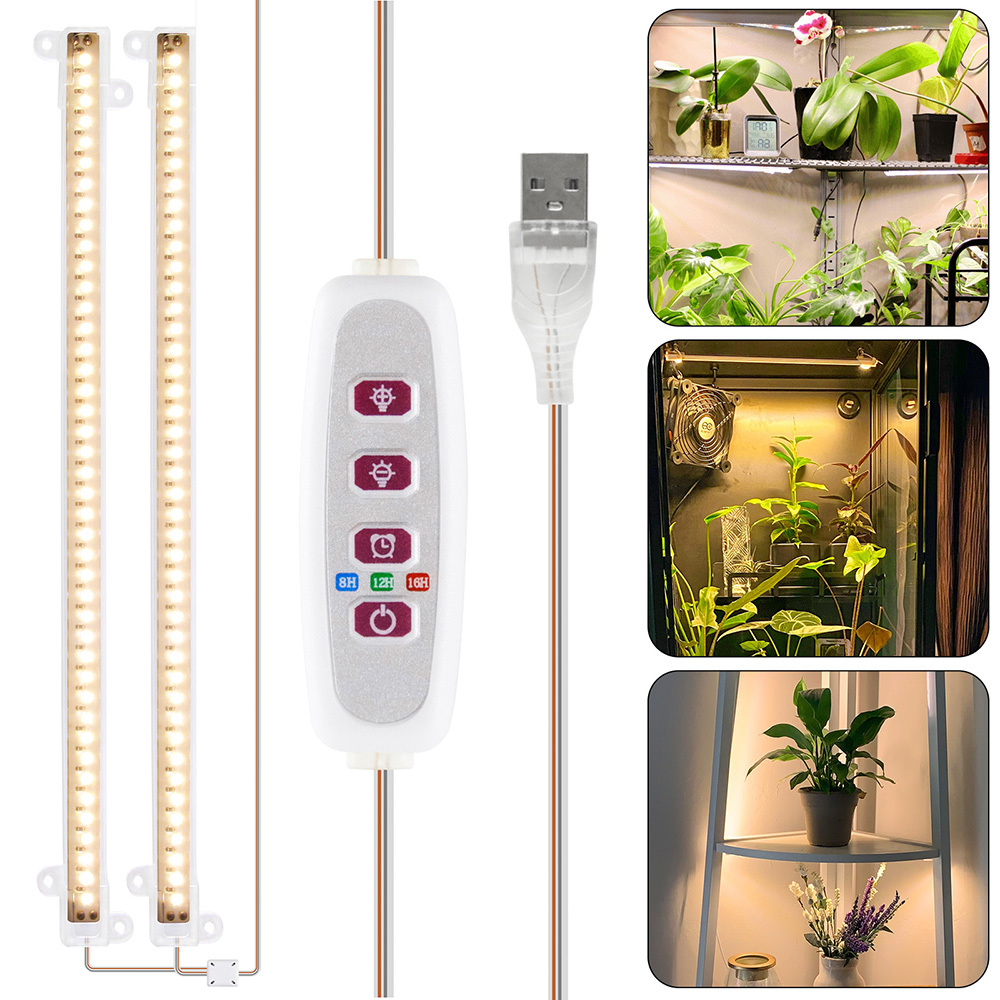 One Usb With 2/3 Bars Led Grow Light Strips 3500k + Red Full