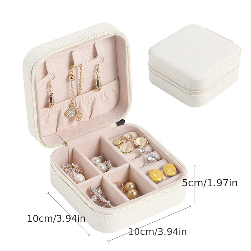 Karcher Circle Shaped Mini Jewelry Box Pu Leather Simple Jewelry Box  Earrings Portable Jewelry Storage Box Case New 