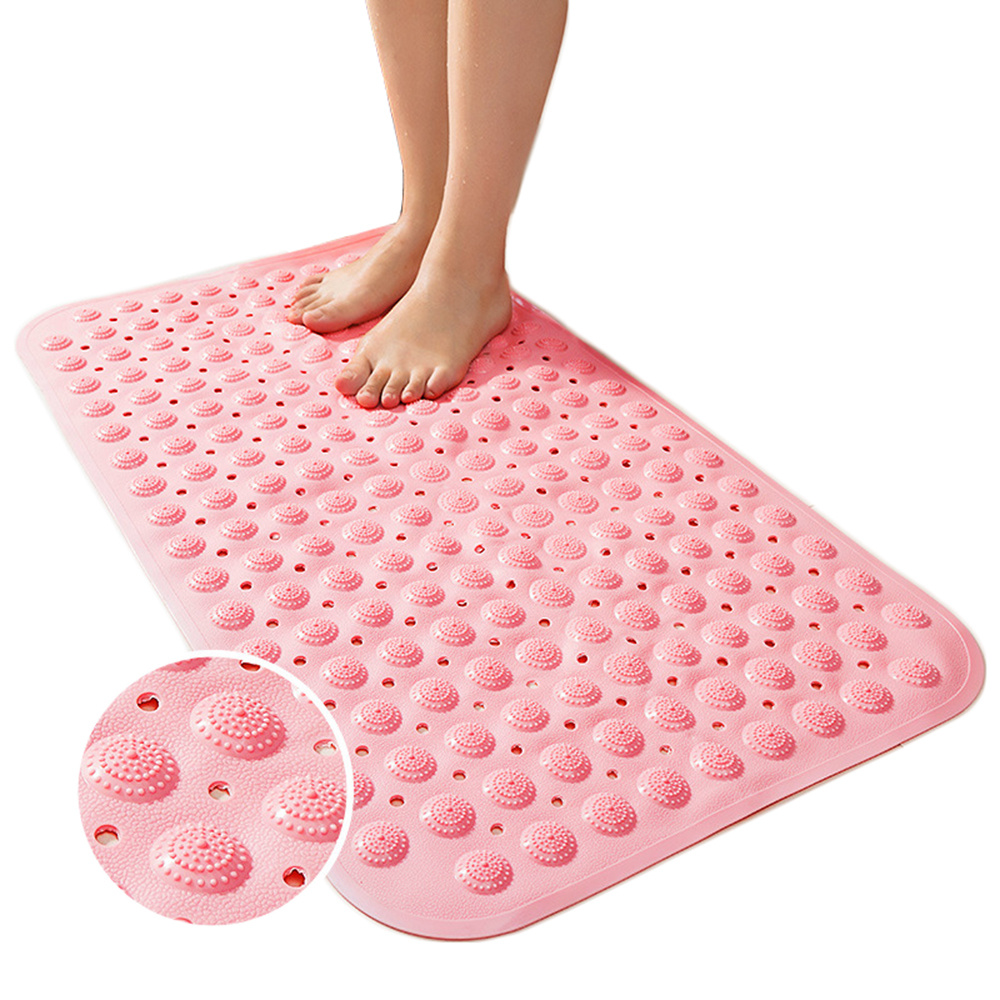 1pc Transparent Shower Mat, Pvc Bath Mat, Environmentally Friendly, Anti- slip Design, With Suction Cups, Drainage Holes And Anti-mold Feature,  Machine Washable, Durable, Multi-color Available, Suitable For Shower Room  In Front Of Bathtub
