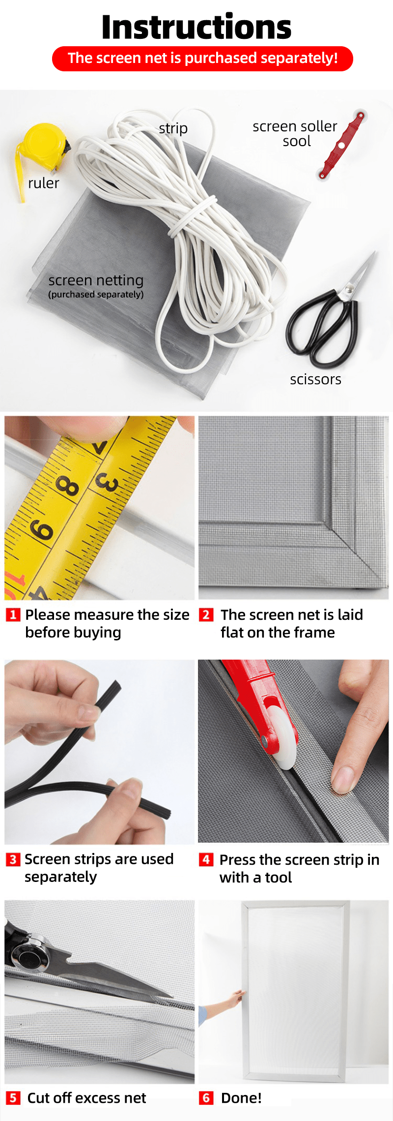 Upgrade Patio Screen Doors Windows Window Screen Spline Temu