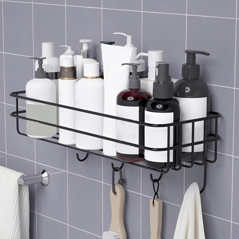 Punch-free Space aluminum Black Bathroom Shelves Kitchen Wall