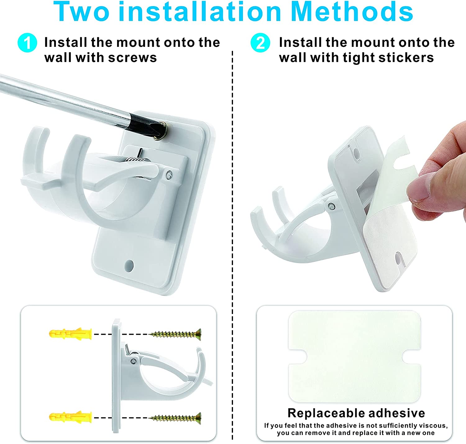 8 Uds., Soportes de barra , barra de soporte de pared para cortinas  Transparente Sunnimix Soporte de rodillo de cortina