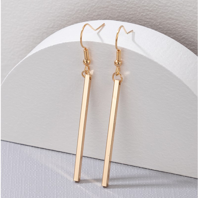 

Golden Stick Design Dangle Earrings Cute Simple Style Zinc Alloy Jewelry Trendy Female Gift