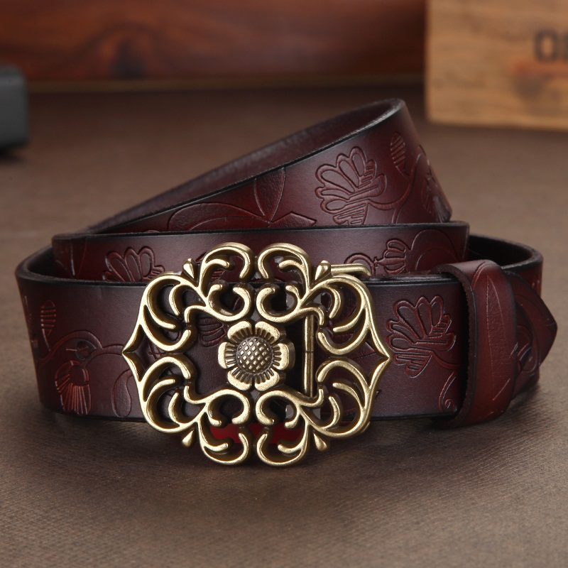 Flower-shaped Hollow Symmetrical Buckle Head Leather Unique