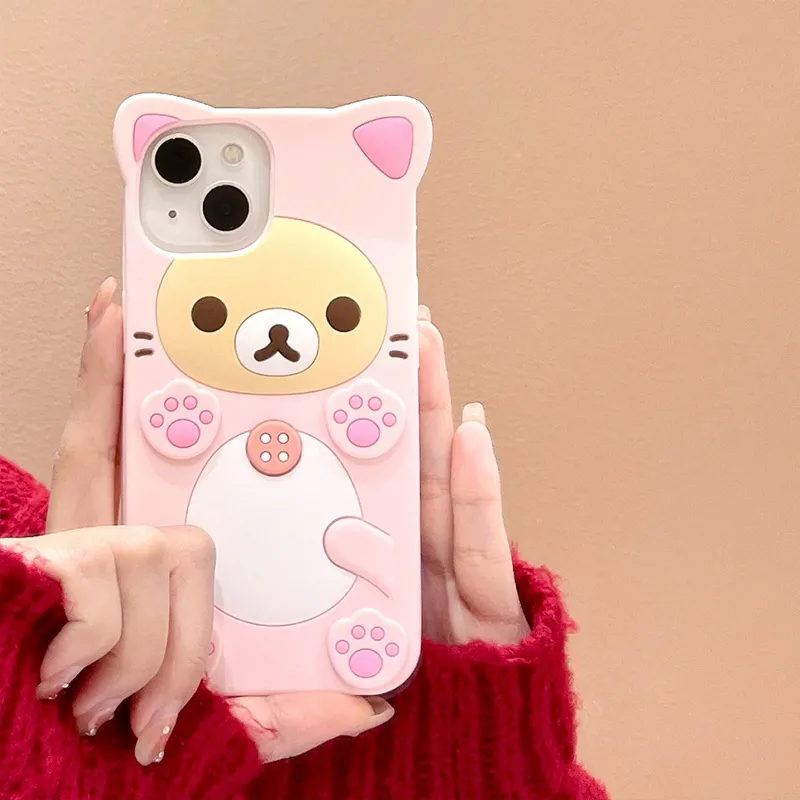 1pc Cute Bear Silicone Case For iPhone 11 12 13 14 Pro Max 14 Plus 14 Pro