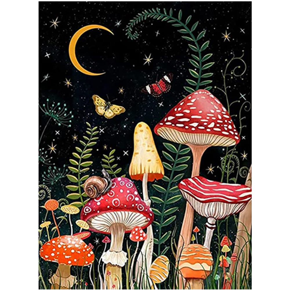 Diamond Painting Kits Mushroom For Adults ,Round Full Diamond Diamond  Painting Mushroom,Diamond Art Kits Mushroom Gem Art Suitable For Home Wall  Deco