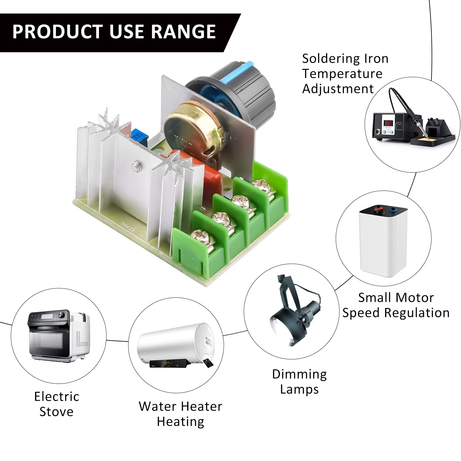 2000W PWM AC Motor Speed Control Module Dimmer Speed Regulator 50-220V  Adjustable Voltage Regulator