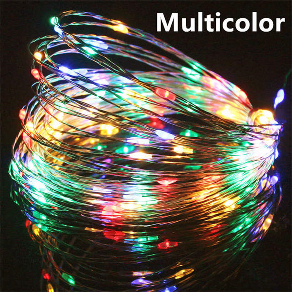 Cable con luces LED de Viewpick, revestido de plata funciona con pilas,  luces de alambre de cobre LED, Multicolor
