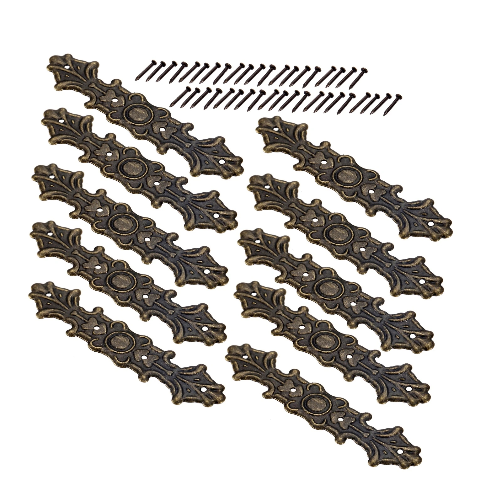 10pcs Bronze Flower Wraps Cabochon Flatback Metal Embellishments Decorative Protectors Corner Brackets 79*20mm