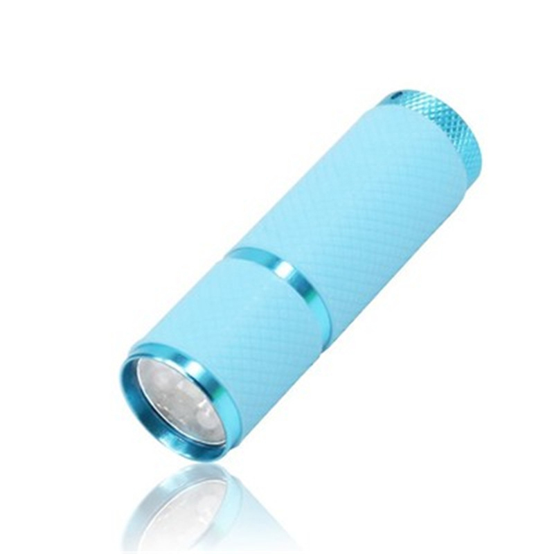 Mini linterna azul de 9 LED con correa de muñeca (pilas incluidas)