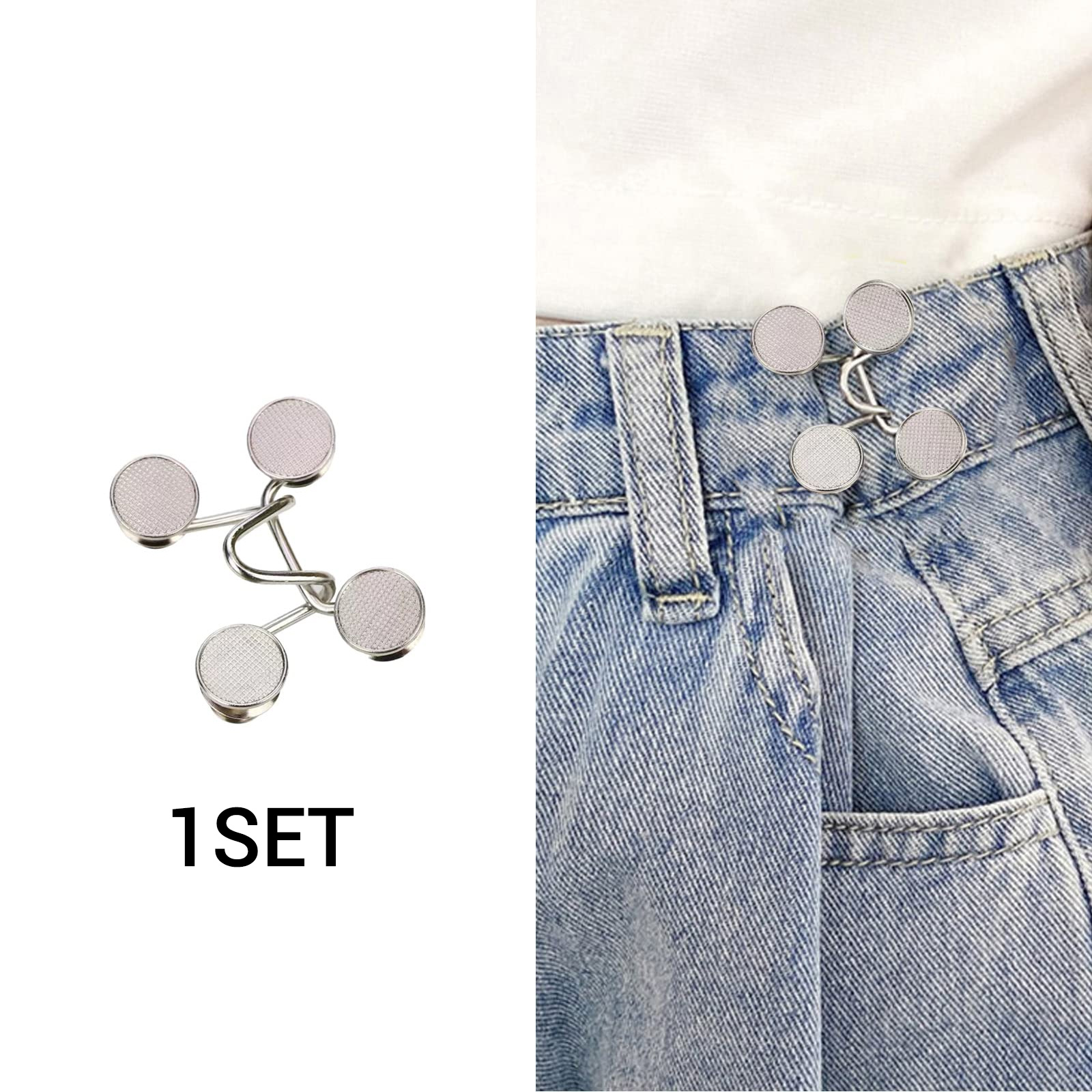 2PCS ADJUSTABLE JEAN Button Pin Loose Jeans Waist Tightener
